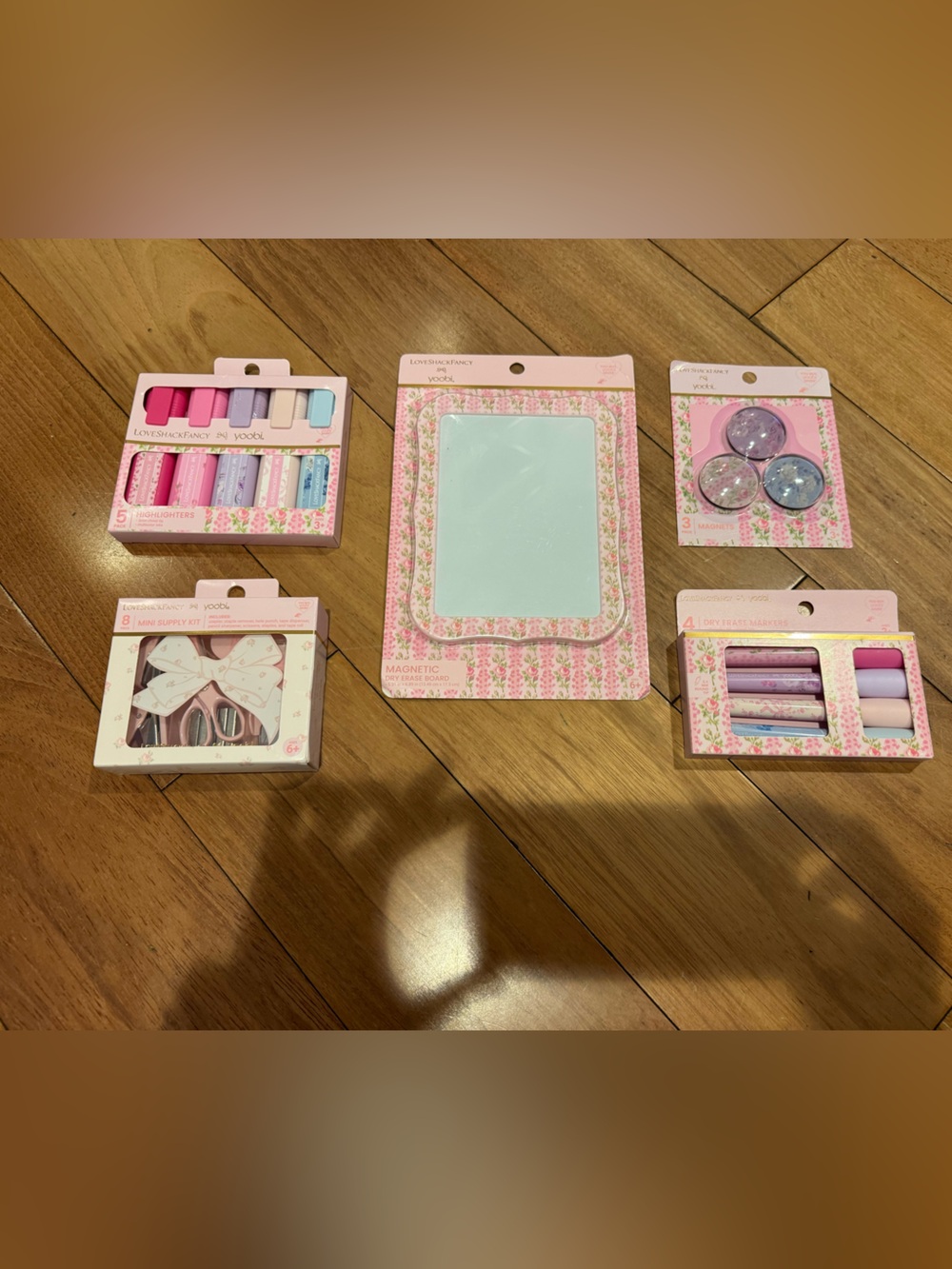 Loveshack Fancy supply kit, dry, erase board, markets, highlighters, magnets